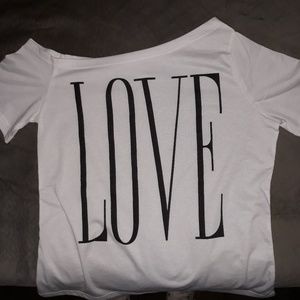 "Love" tee off the shoulder